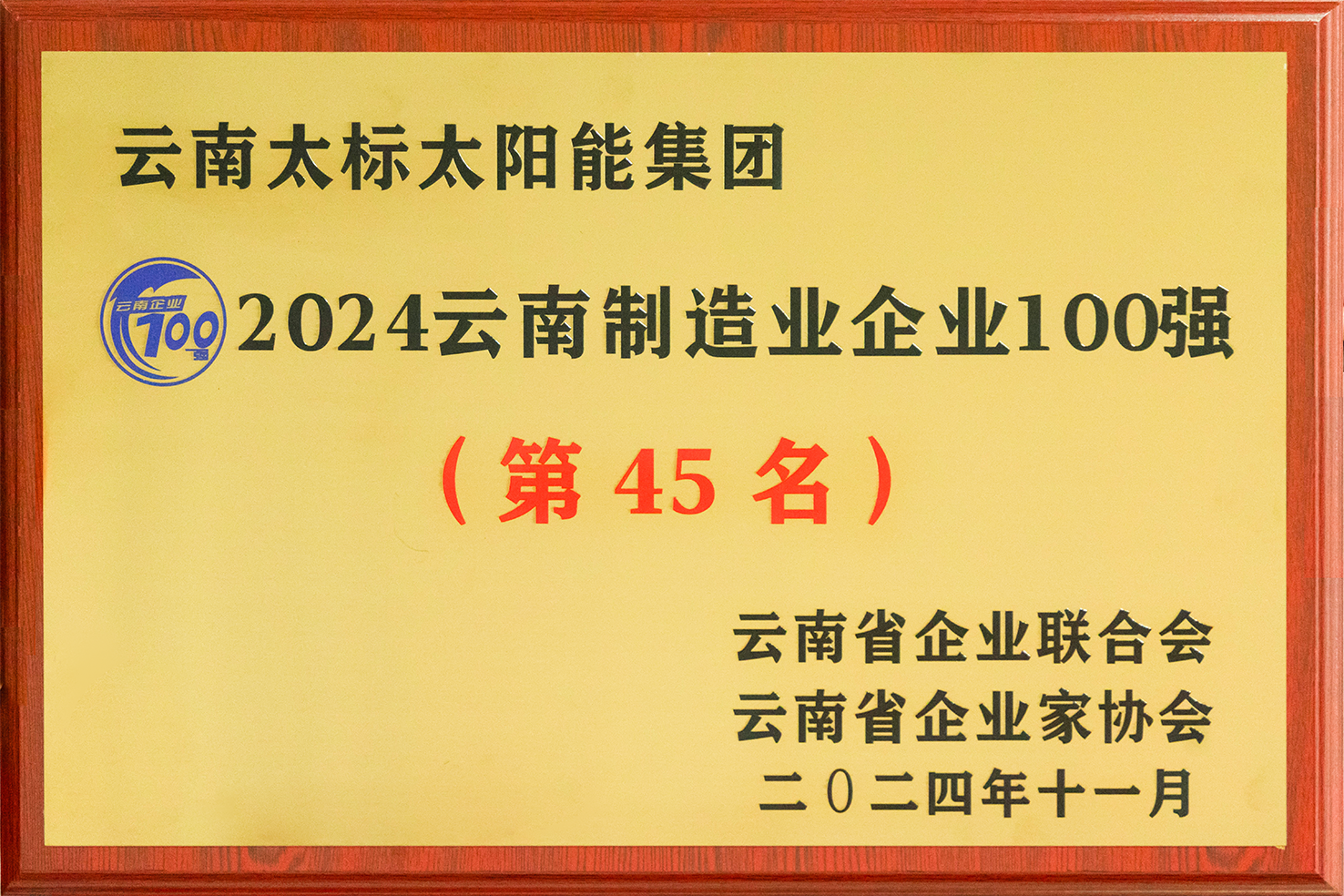 2024制造業(yè)100強(qiáng)獎(jiǎng)牌