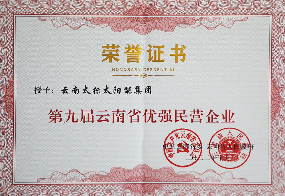 第九屆云南省優(yōu)強(qiáng)民營企業(yè)